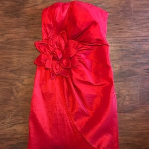 Renee C red strapless dress formal/party Sz L EUC